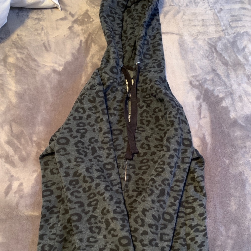 Dark grey leopard hoodie